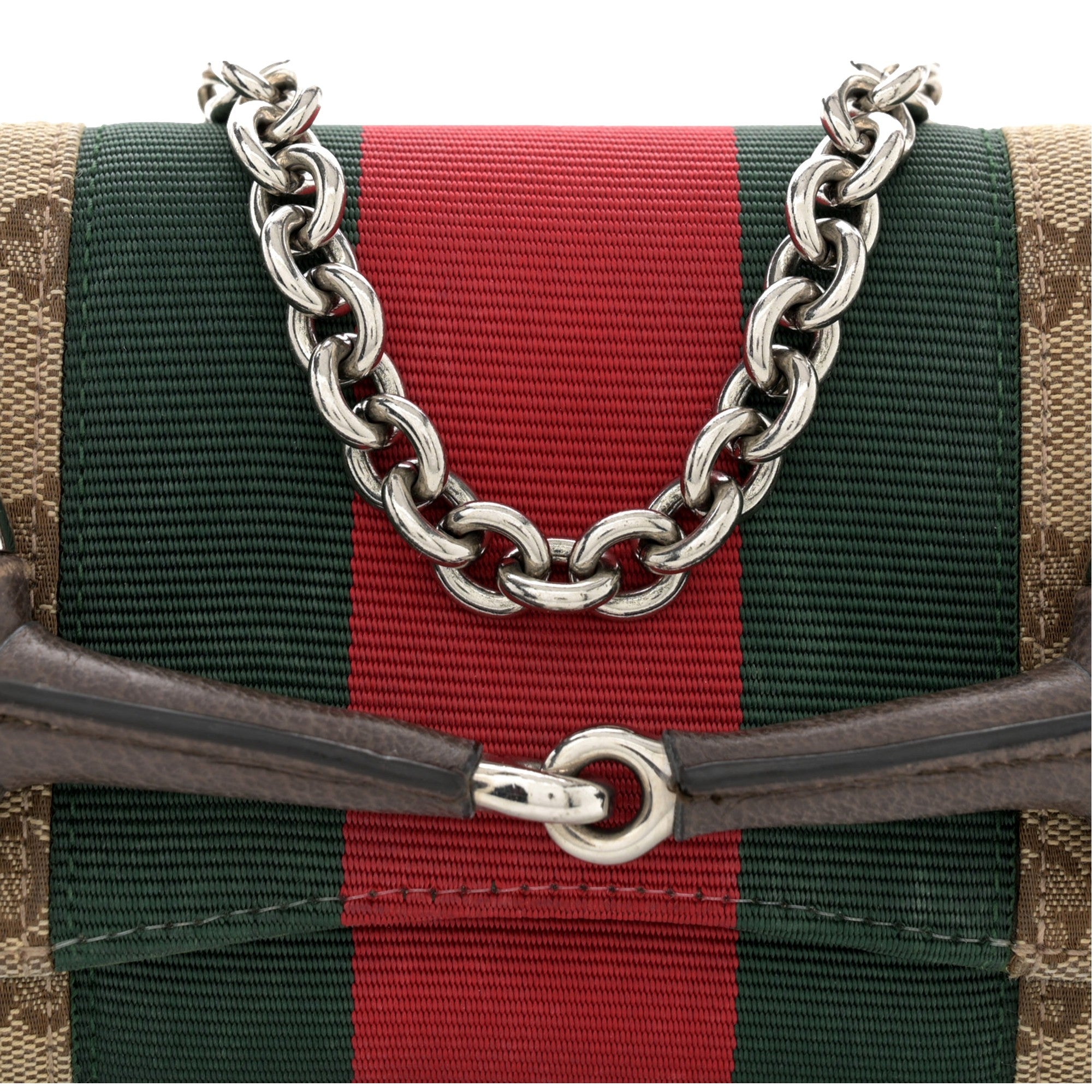 Gucci Horsebit Supreme Canvas Web Stripe Small Chain Shoulder Bag available at Queen Bee of Beverly Hills