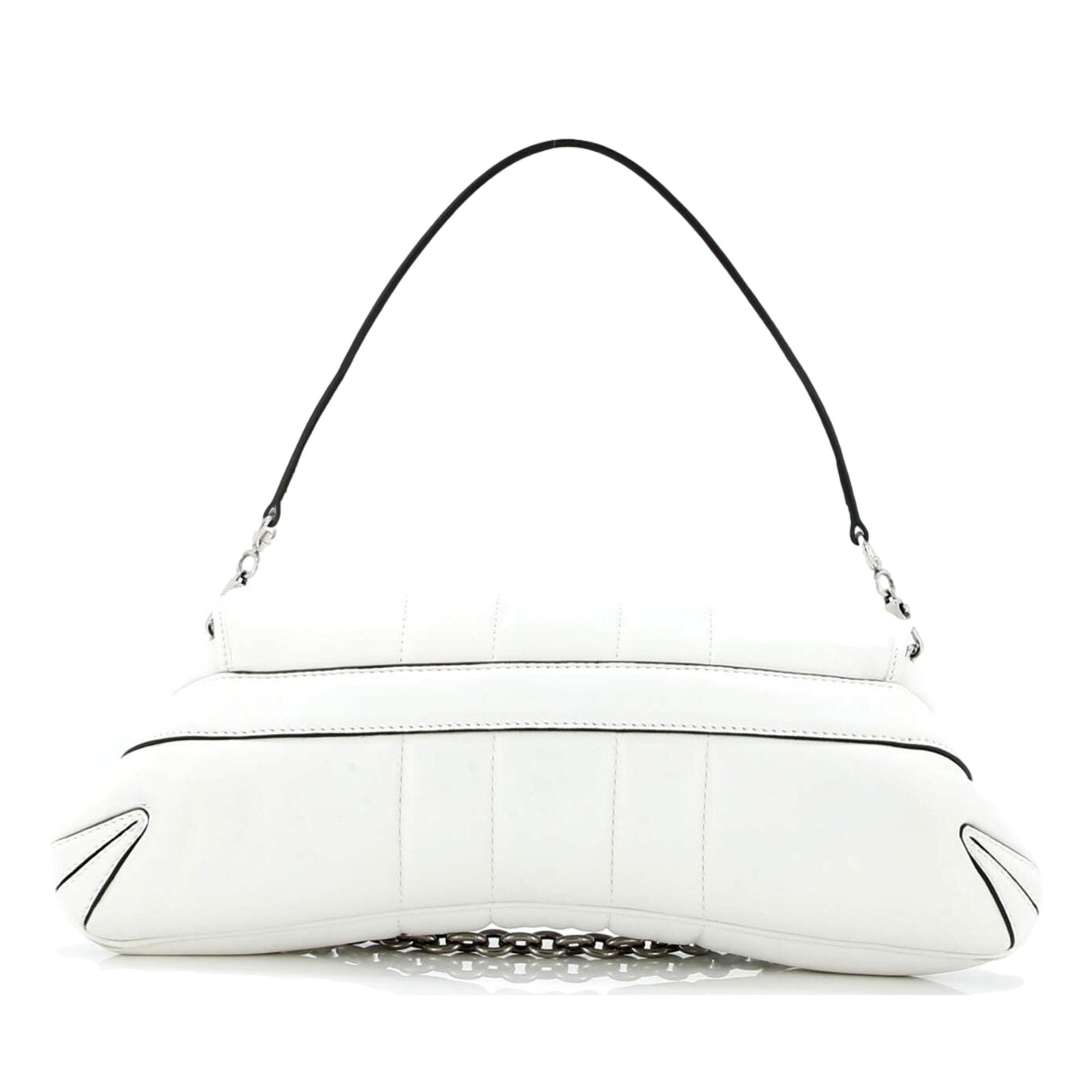 Gucci Horsebit Vertical Quilted Leather Small Chain Shoulder Bag White