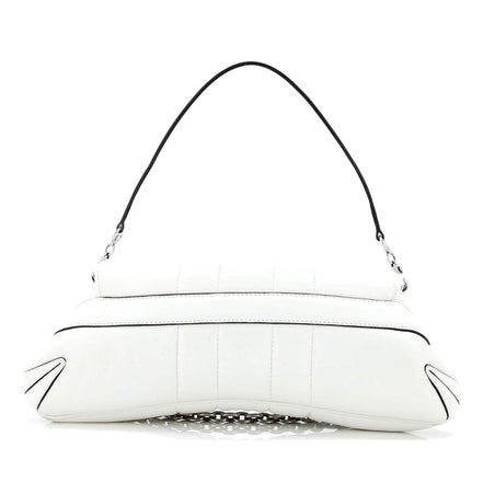 Gucci Horsebit Vertical Quilted Leather Small Chain Shoulder Bag White