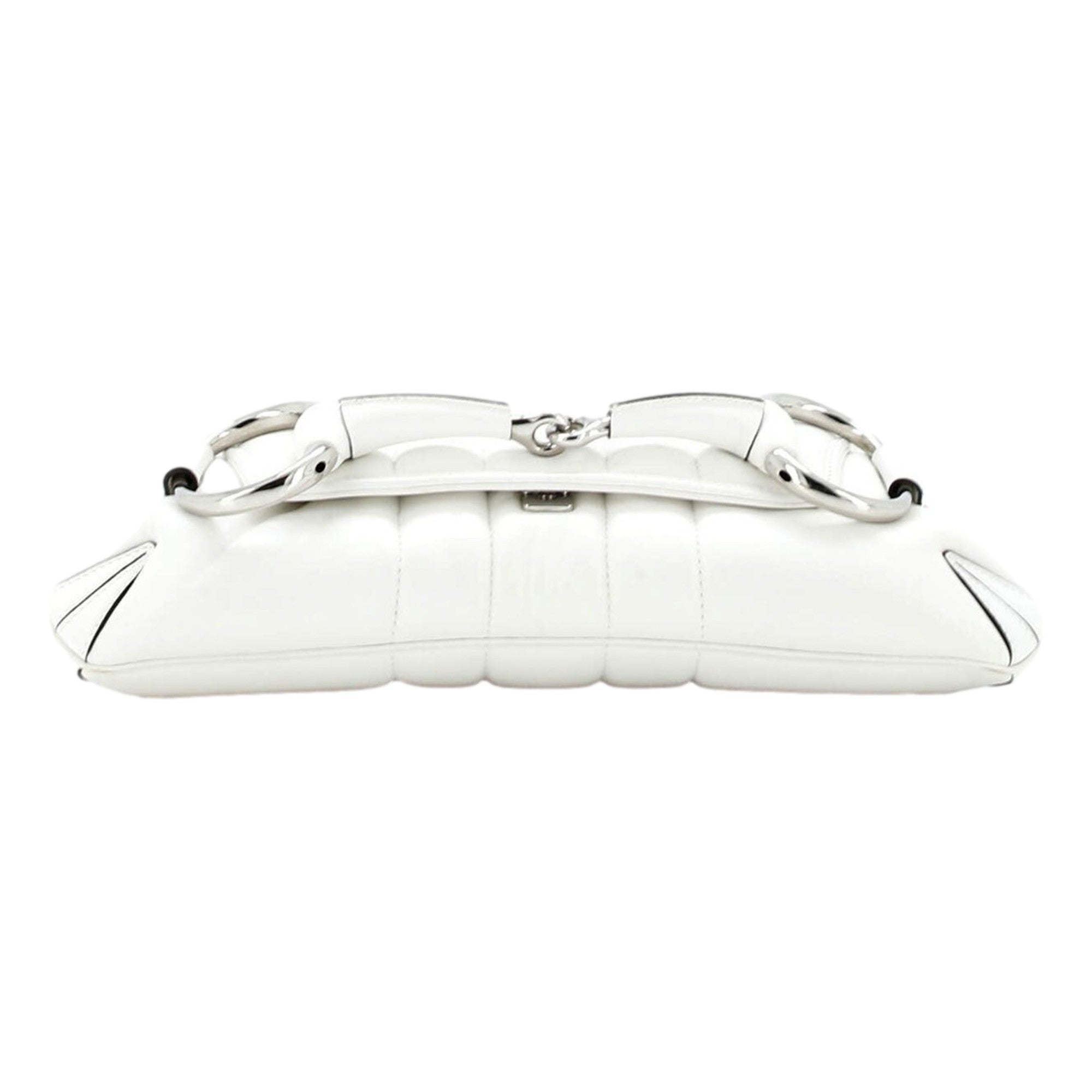 Gucci Horsebit Vertical Quilted Leather Small Chain Shoulder Bag White