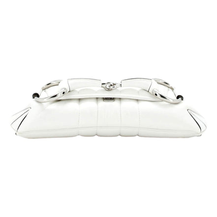 Gucci Horsebit Vertical Quilted Leather Small Chain Shoulder Bag White