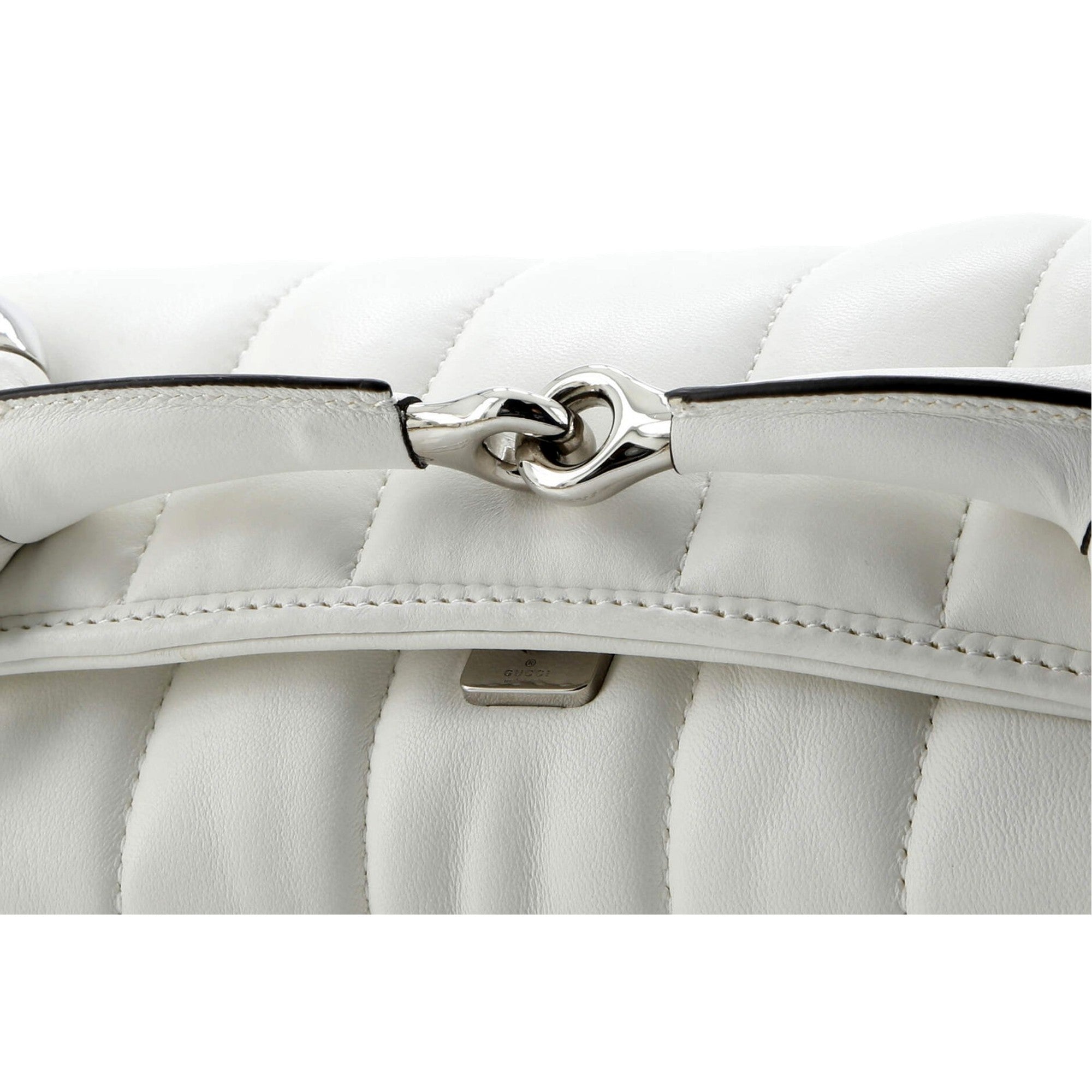 Gucci Horsebit Vertical Quilted Leather Small Chain Shoulder Bag White