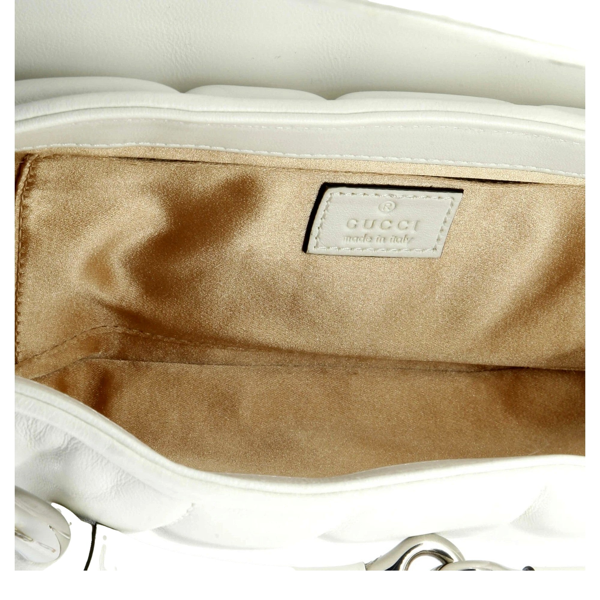 Gucci Horsebit Vertical Quilted Leather Small Chain Shoulder Bag White