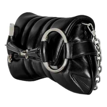 Gucci Horsebit Vertical Quilted Leather Medium Chain Shoulder Bag Black available at Queen Bee of Beverly Hills