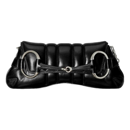 Gucci Horsebit Vertical Quilted Leather Medium Chain Shoulder Bag Black available at Queen Bee of Beverly Hills