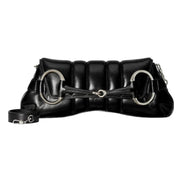 Gucci Horsebit Vertical Quilted Leather Medium Chain Shoulder Bag Black available at Queen Bee of Beverly Hills