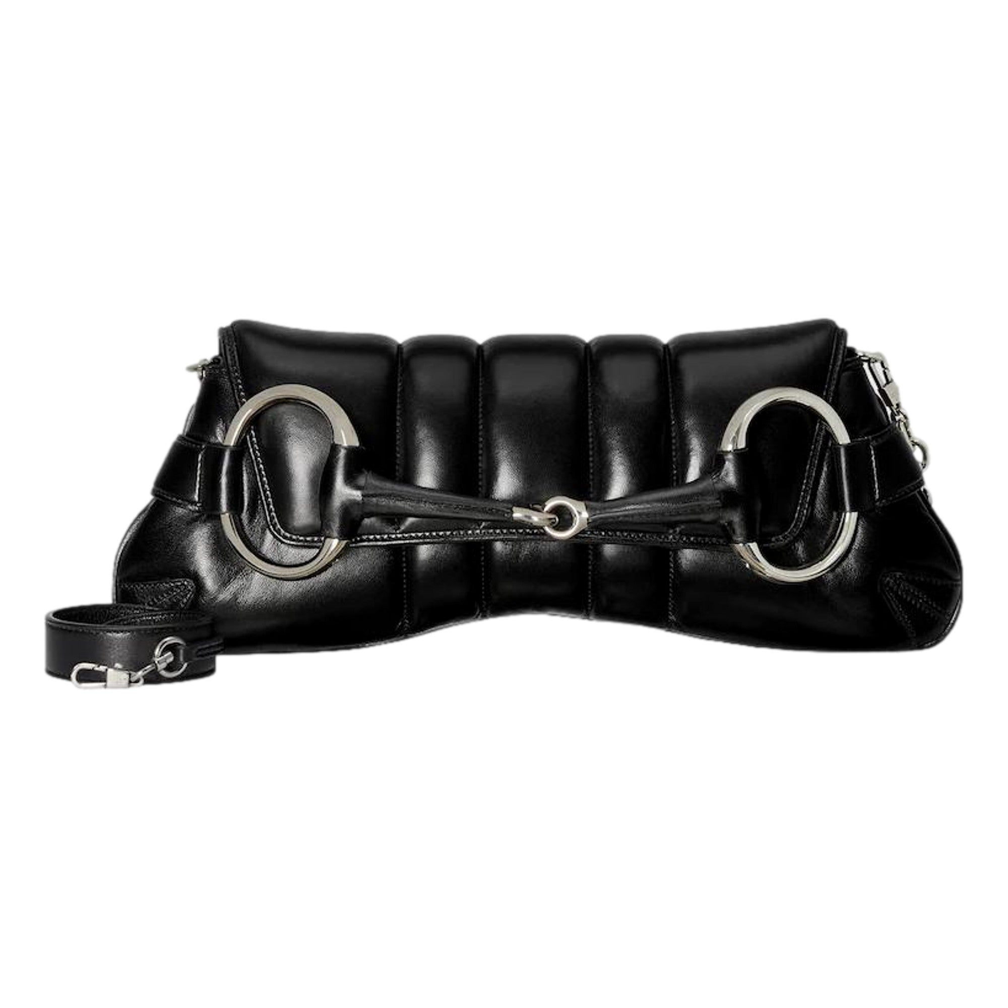 Gucci Horsebit Vertical Quilted Leather Medium Chain Shoulder Bag Black available at Queen Bee of Beverly Hills