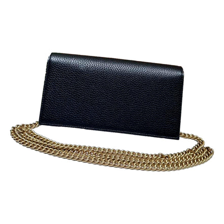Gucci Interlocking Double G Python Leather Bow Chain Wallet Black available at Queen Bee of Beverly Hills