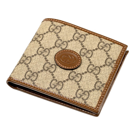 Gucci Interlocking G Leather Emblem Supreme Canvas Bifold Wallet