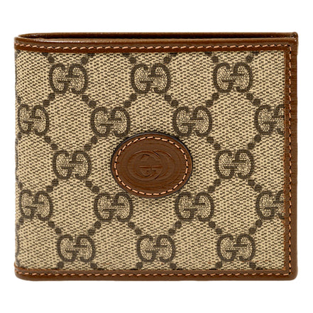 Gucci Interlocking G Leather Emblem Supreme Canvas Bifold Wallet