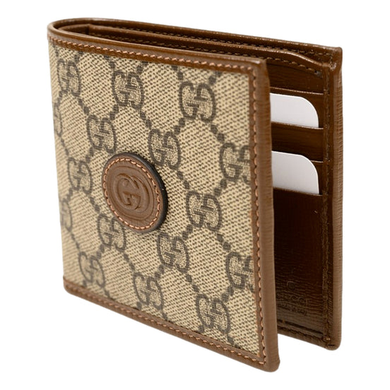 Gucci Interlocking G Leather Emblem Supreme Canvas Bifold Wallet