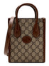 Gucci Interlocking G Leather Emblem Supreme Canvas Brown Leather Mini Shopper Tote