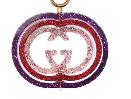 Gucci Interlocking G Purple and Red Glitter Keychain Handbag Charm available at Queen Bee of Beverly Hills