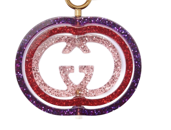 Gucci Interlocking G Purple and Red Glitter Keychain Handbag Charm available at Queen Bee of Beverly Hills