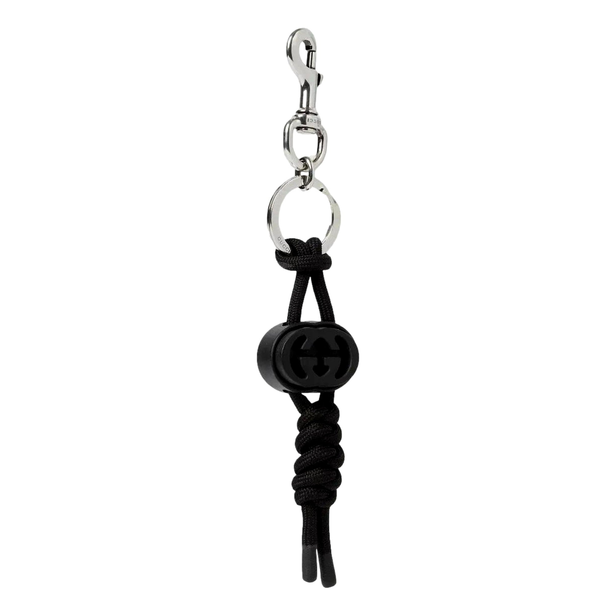 Gucci Interlocking G Rope Twist Keychain Charm in Black sold at Queen Bee of Beverly Hills