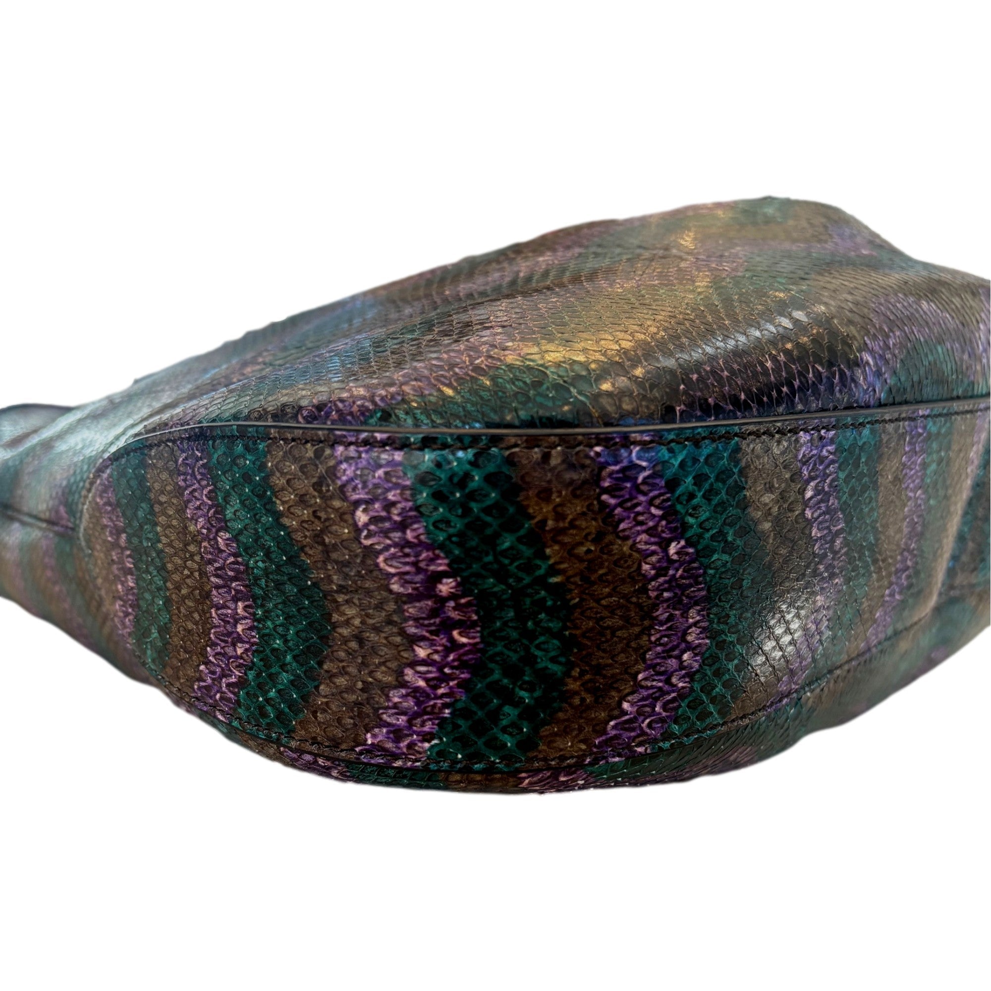 Gucci Jackie Python Leather Green Purple Large Shoulder Bag available at Queen Bee of Beverly Hills