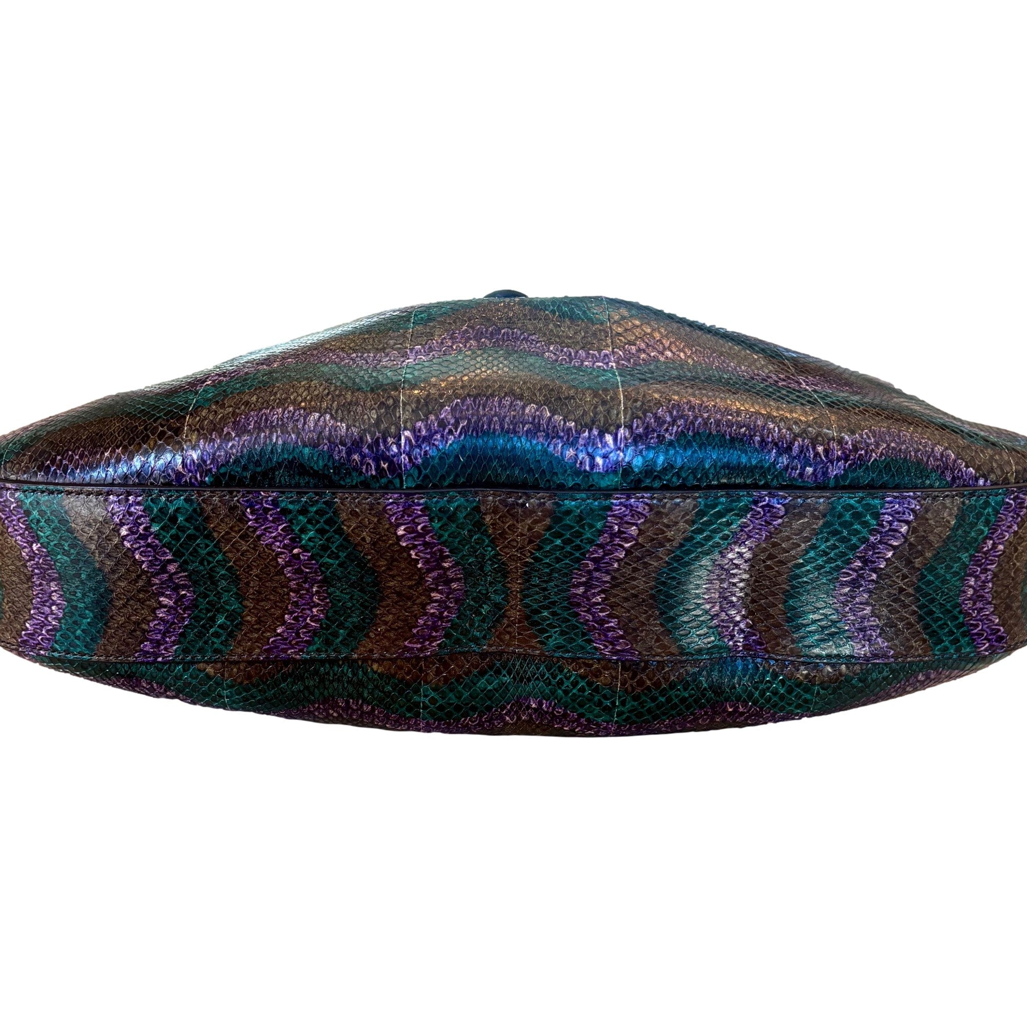 Gucci Jackie Python Leather Green Purple Large Shoulder Bag available at Queen Bee of Beverly Hills