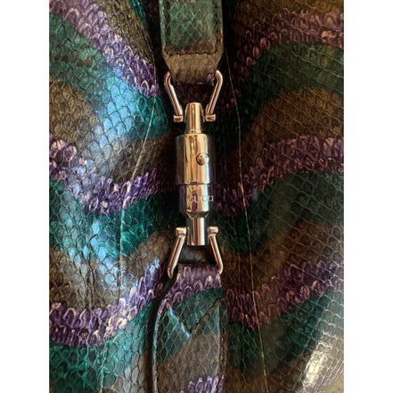 Gucci Jackie Python Leather Green Purple Large Shoulder Bag available at Queen Bee of Beverly Hills