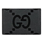 Gucci Jumbo GG Gray Leather Card Holder Wallet Embossed Logo - available at Queen Bee of Beverly Hills. 