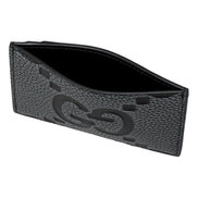 Gucci Jumbo GG Gray Leather Card Holder Wallet Embossed Logo - available at Queen Bee of Beverly Hills. 