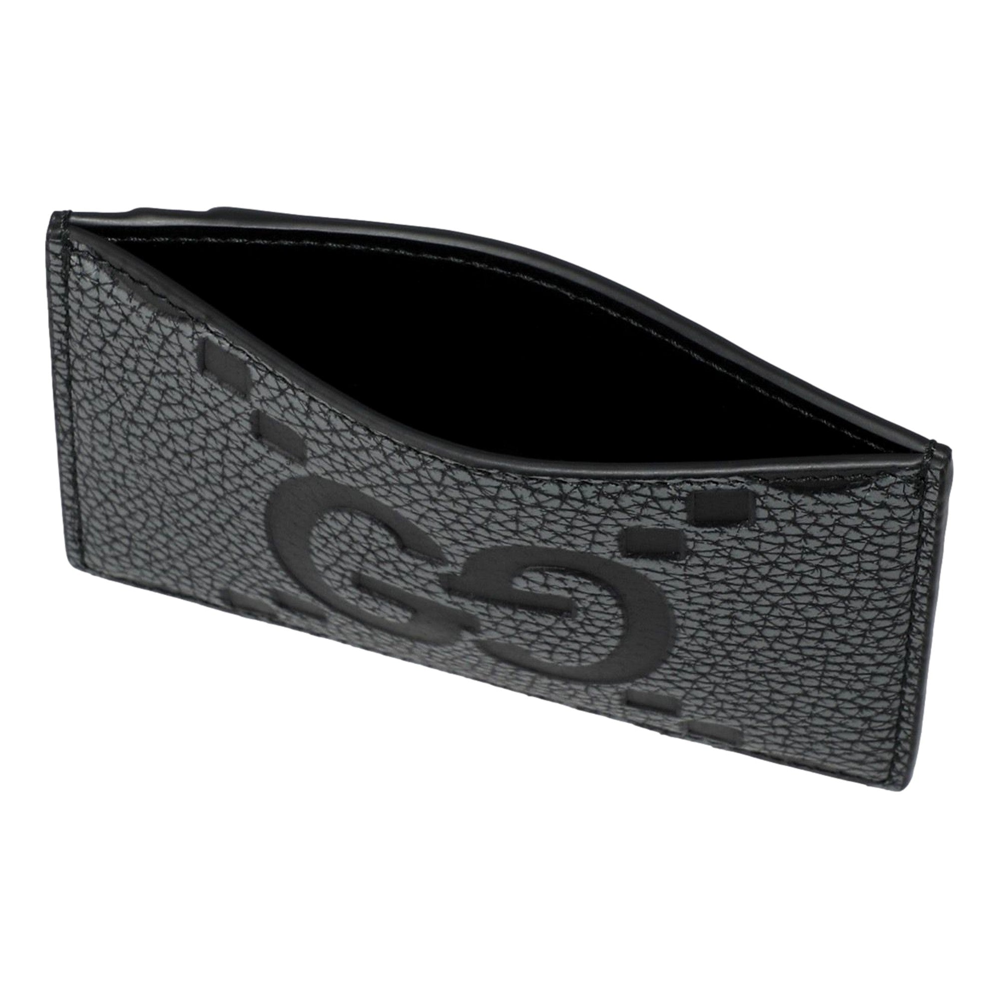 Gucci Jumbo GG Gray Leather Card Holder Wallet Embossed Logo - available at Queen Bee of Beverly Hills. 