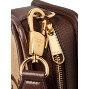 Gucci Jumbo GG Canvas Leather Webstripe Camera Brown Crossbody Bag