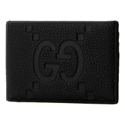 Gucci Jumbo GG Black Leather Card Holder Wallet Embossed Logo - available at Queen Bee of Beverly Hills. 