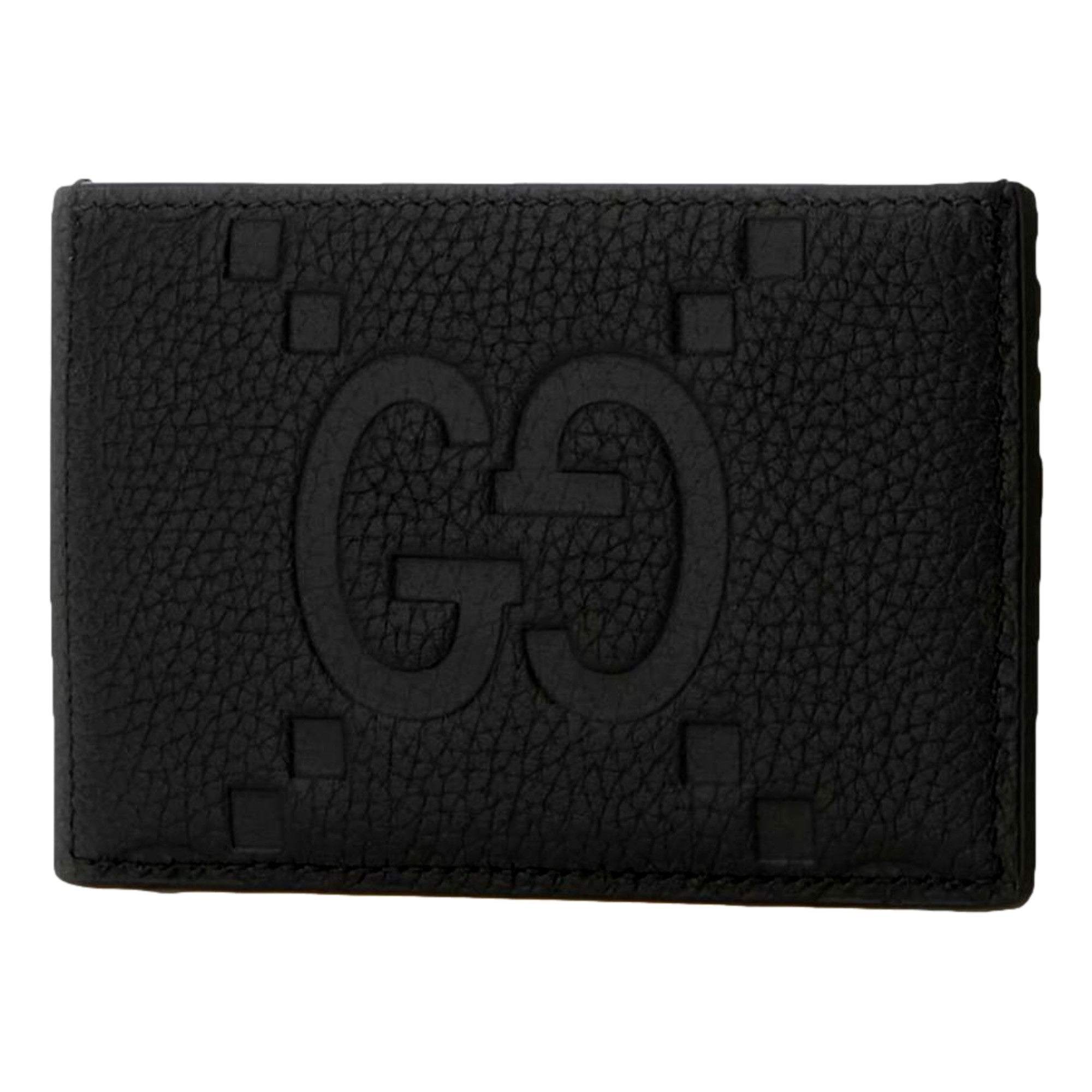 Gucci Jumbo GG Black Leather Card Holder Wallet Embossed Logo - available at Queen Bee of Beverly Hills. 