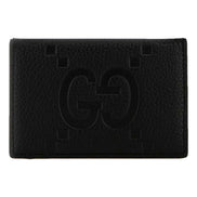 Gucci Jumbo GG Black Leather Card Holder Wallet Embossed Logo - available at Queen Bee of Beverly Hills. 