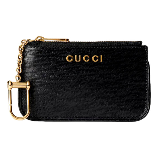 Gucci Leather Gold Script Key Case sold at Queen Bee of Beverly Hills