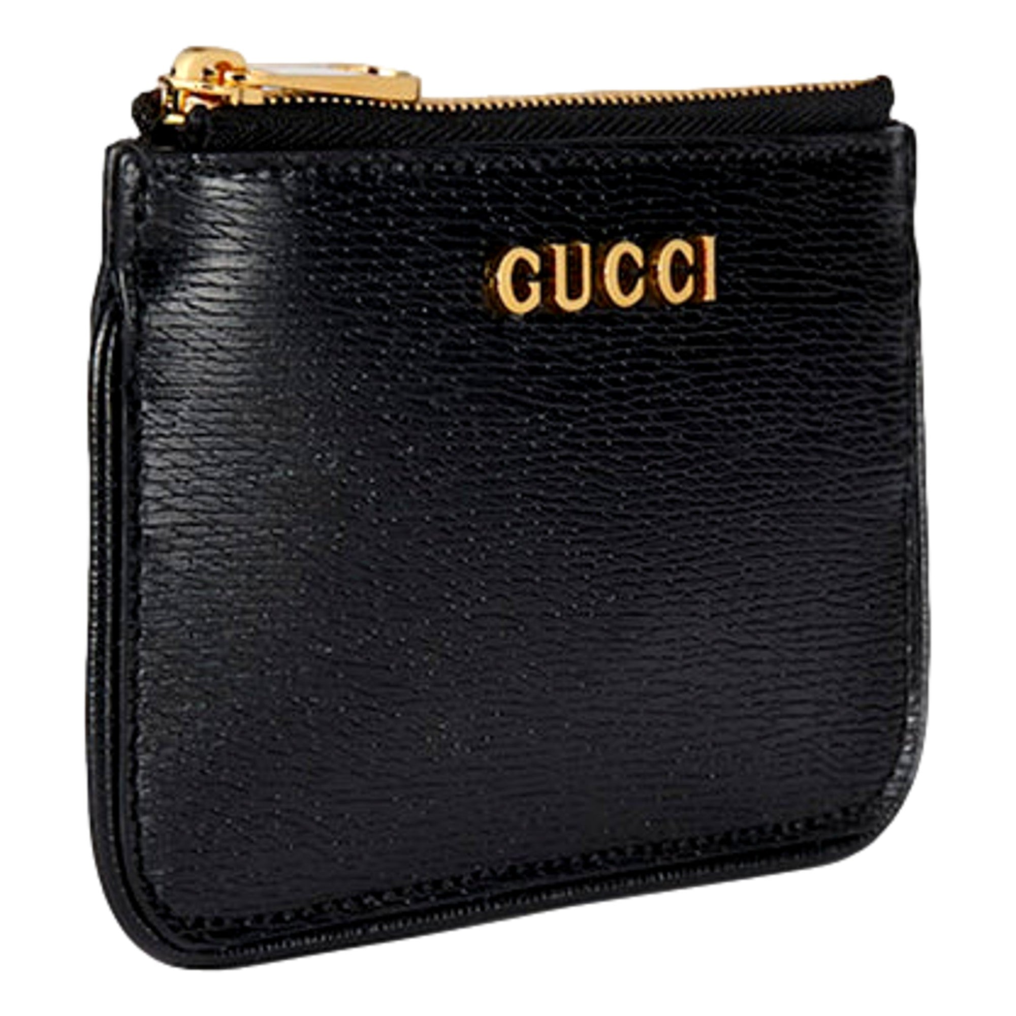 Gucci Leather Gold Script Key Case sold at Queen Bee of Beverly Hills
