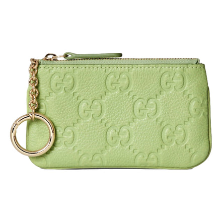 Gucci GG Embossed Green Leather Key Pouch - available at Queen Bee of Beverly Hills. 