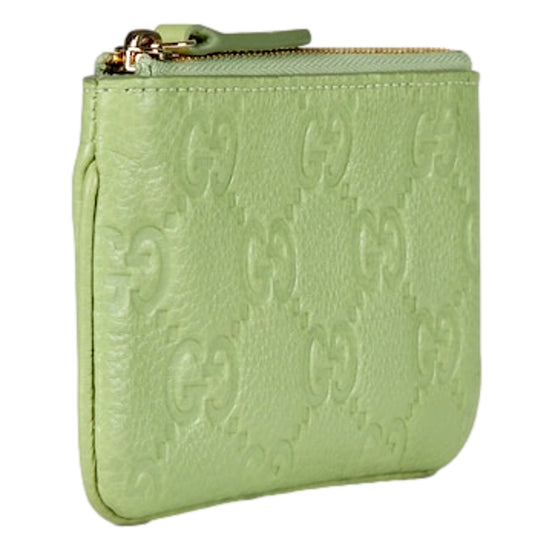 Gucci GG Embossed Green Leather Key Pouch - available at Queen Bee of Beverly Hills. 