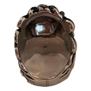 Gucci Lion Head Motif Silver Ring Light Pink Crystal Size 10 available at Queen Bee of Beverly Hills