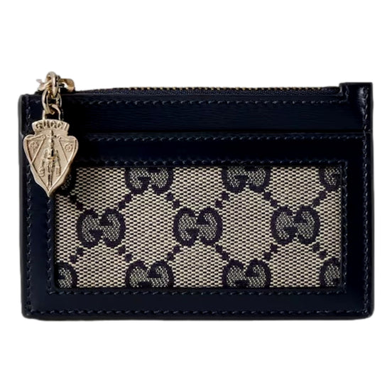 Gucci Luce GG Canvas Leather Blue Coin Purse Zip Wallet