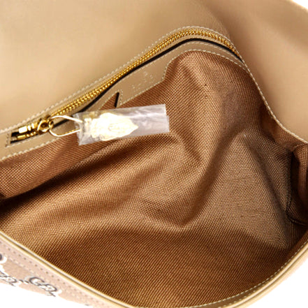 Gucci Luce Optical Printed GG Leather Beige Shoulder Bag available at Queen Bee of Beverly Hills