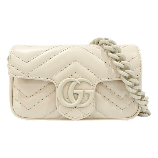 Gucci Marmont Leather Mini Monochrome White Belt Bag 80