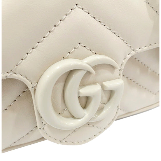 Gucci Marmont Leather Mini Monochrome White Belt Bag 80