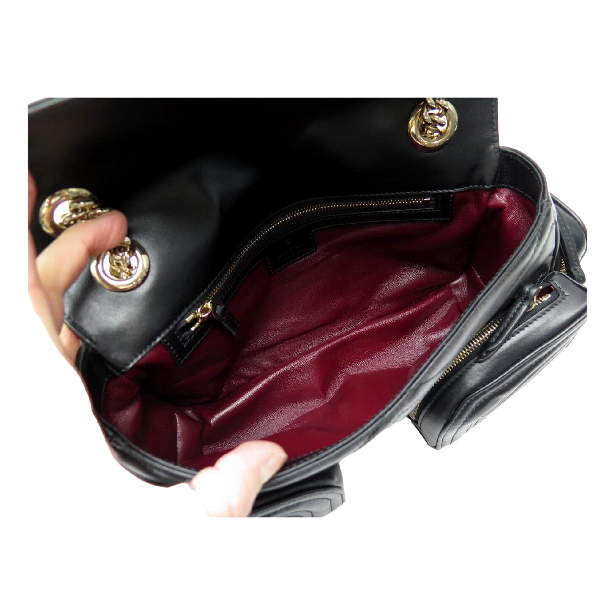 Gucci Marmont GG Black Multi Compartment Black Shoulder Bag