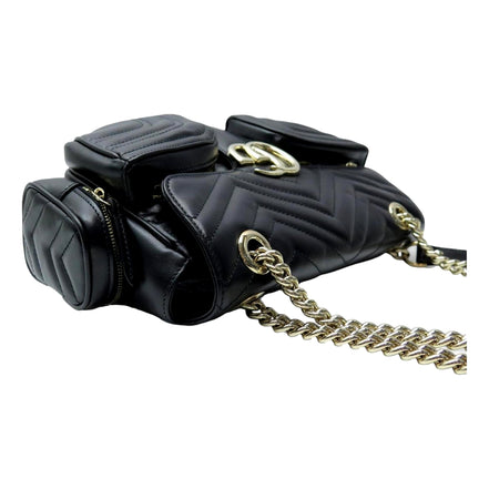 Gucci Marmont GG Black Multi Compartment Black Shoulder Bag