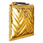 Gucci Marmont Gold Pleated Leather Key Pouch Wallet Keychain