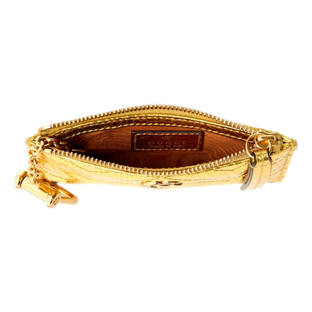 Gucci Marmont Gold Pleated Leather Key Pouch Wallet Keychain