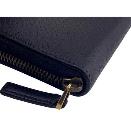 Gucci Marmont Black Leather Continental Zip Around Wallet available at Queen Bee of Beverly Hills