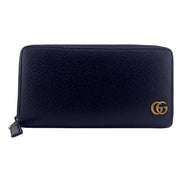 Gucci Marmont Black Leather Continental Zip Around Wallet available at Queen Bee of Beverly Hills