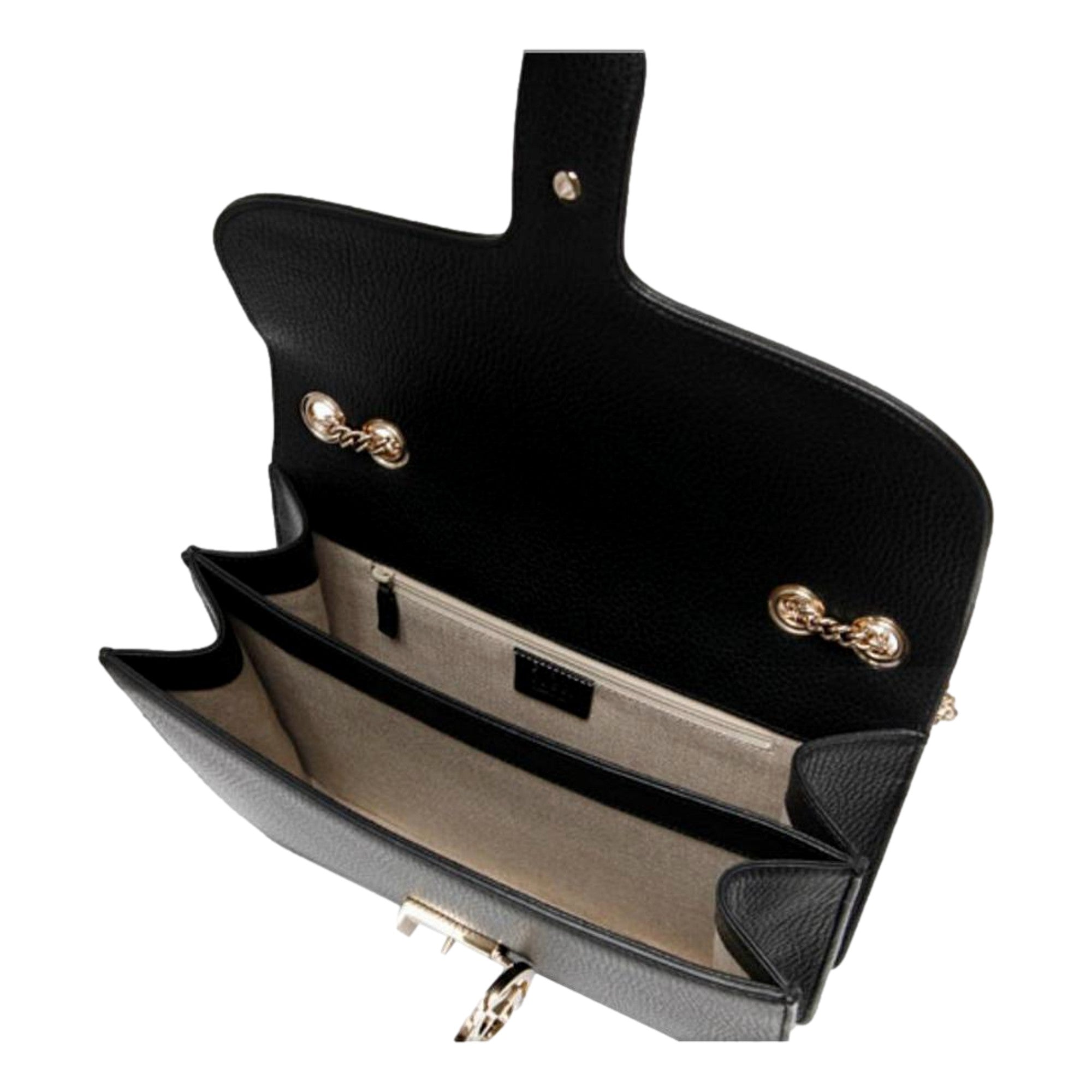 Gucci Black Leather GG Chain Crossbody | Queen Bee of Beverly Hills