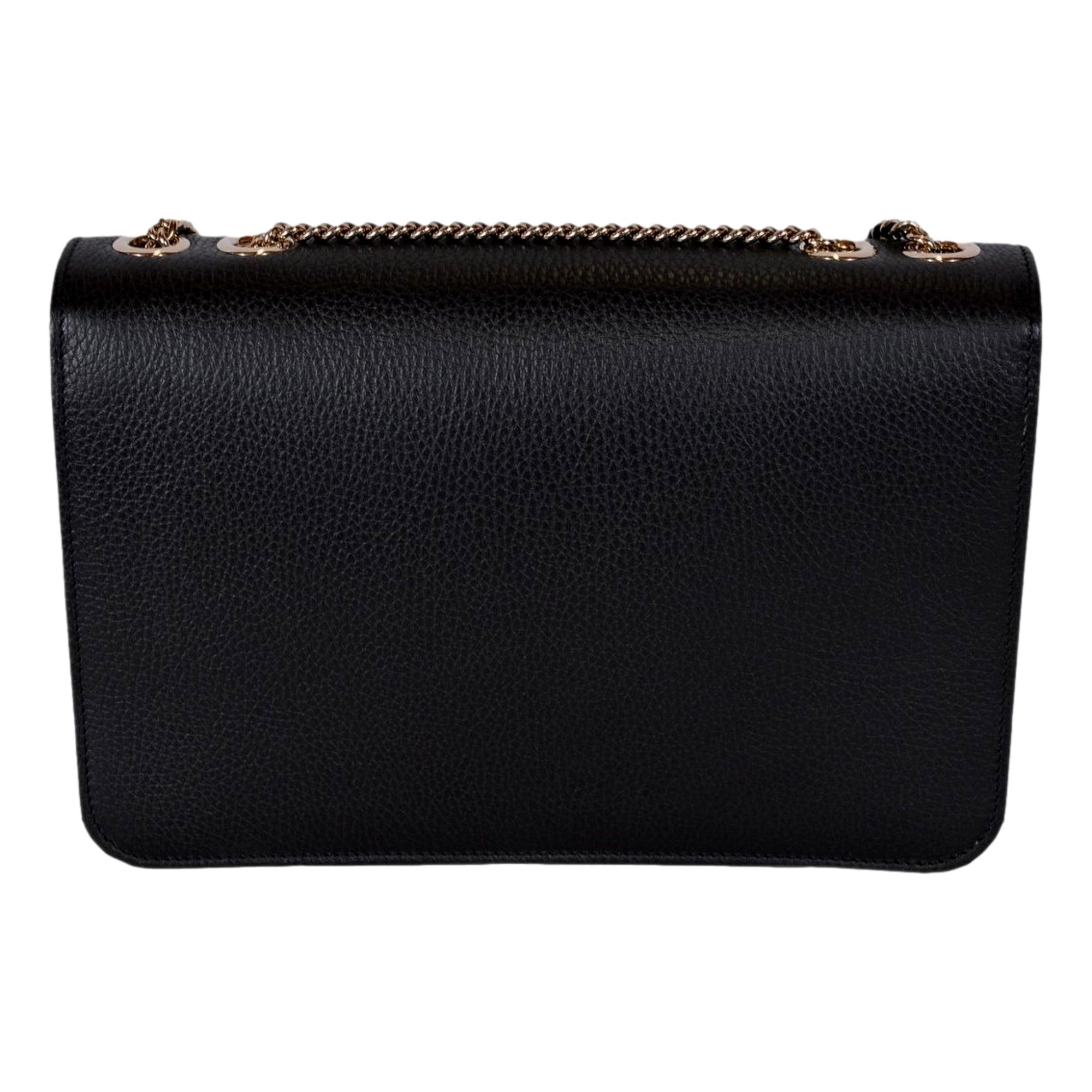 Gucci Black Leather GG Chain Crossbody | Queen Bee of Beverly Hills