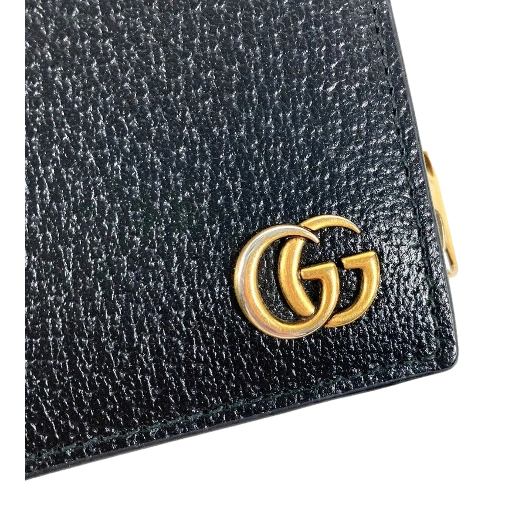 Gucci Marmont Black Leather Snap Bifold available at Queen Bee of Beverly Hills