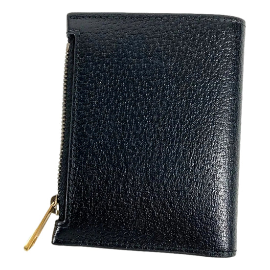 Gucci Marmont Black Leather Snap Bifold available at Queen Bee of Beverly Hills