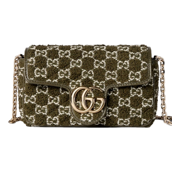 Gucci GG Marmont Olive Green Terry Chain Crossbody Bag -available at Queen Bee of Beverly Hills. 