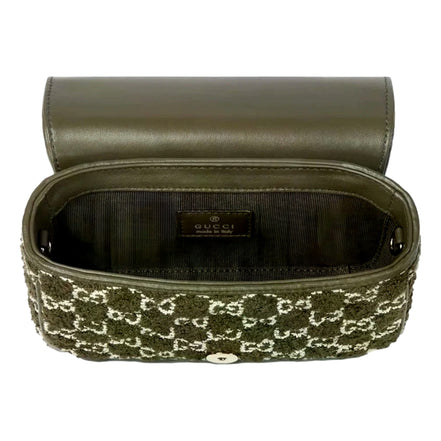 Gucci GG Marmont Olive Green Terry Chain Crossbody Bag -available at Queen Bee of Beverly Hills. 
